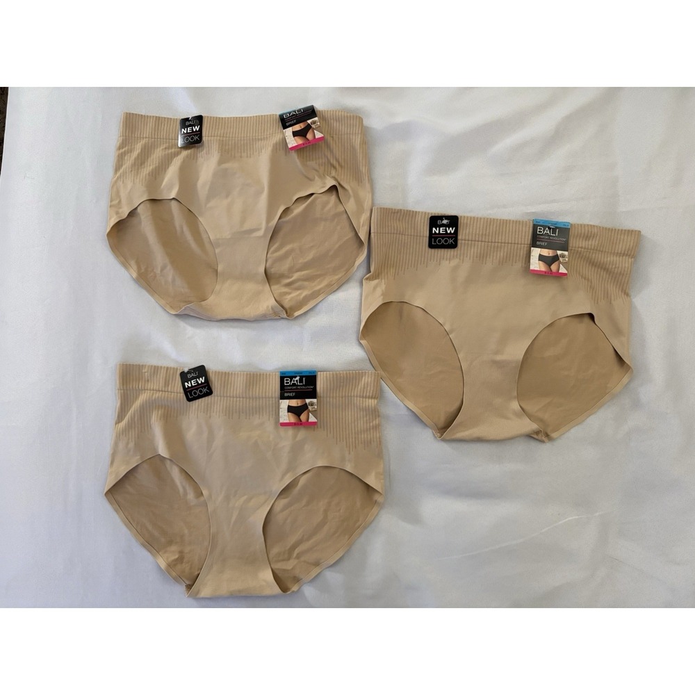 NEW Bali Comfort Revolution Modern Seamless Brief Tan Panty 3 Pair 2XL DFMSBF